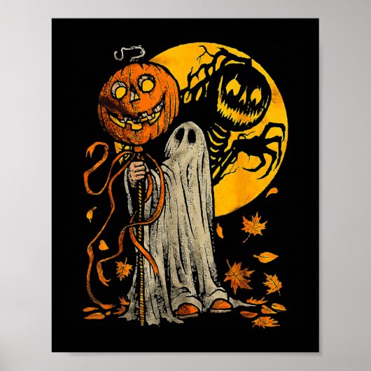 Halloween Pumpkin Ghost Herbst Poster (Vorne)