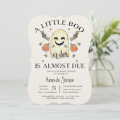 Halloween Pumpkin Ghost Little Boo Baby Dusche Einladung (Stehend Vorderseite)