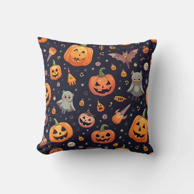 Halloween Pumpkin Ghost Pillow Cushion Kissen (Vorderseite)