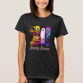Halloween Pumpkin Ghost Pop Art Retro Black T-Shirt (Vorderseite)