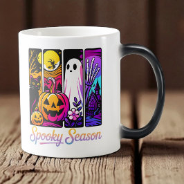 Halloween Pumpkin Ghost Pop Art Retro Black Verwandlungstasse