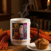 Halloween Pumpkin Ghost Pop Art Retro Black Verwandlungstasse