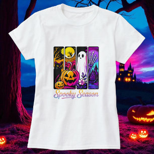 Halloween Pumpkin Ghost Pop Art Retro T-Shirt