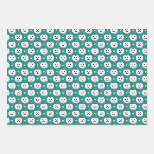 Halloween Pumpkin, Ghost Stripe Muster Geschenkpapier Set (Vorderseite)