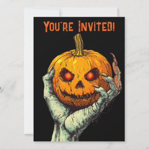 Halloween Pumpkin Ghoul Creepy Hand Einladung