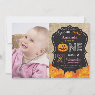 Halloween Pumpkin Girl 1. Geburtstag Pink Burlap Einladung