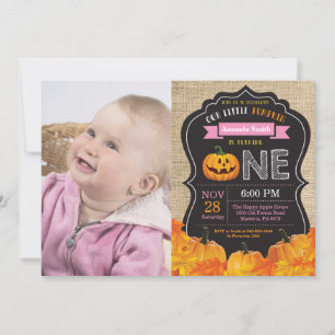 Halloween Pumpkin Girl 1. Geburtstag Pink Burlap Einladung