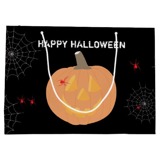 Halloween Pumpkin Happy Halloween Große Geschenktüte (Rückseite)