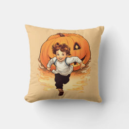 Halloween Pumpkin, Happy Young Boy Kissen