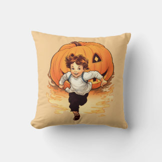 Halloween Pumpkin, Happy Young Boy Kissen