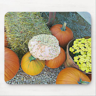 Halloween Pumpkin Hay Autumn Display Mouse Pad Mousepad