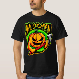 Halloween Pumpkin Head Ax Murderer T - Shirt