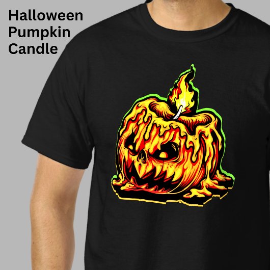 Halloween Pumpkin Head Flammen Brennende Kerze T-Shirt