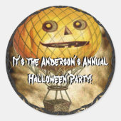 HALLOWEEN Pumpkin Head Hot Air Ballon Runder Aufkleber (Vorderseite)
