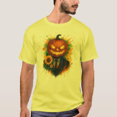 Halloween Pumpkin Head Wasserfarbe Kunst T-Shirt (Vorderseite)