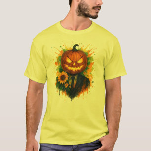 Halloween Pumpkin Head Wasserfarbe Kunst T-Shirt
