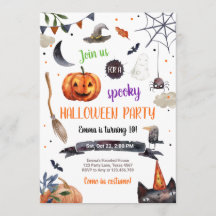 Halloween Pumpkin Hexe Kat Spider Spooky Geburtsta