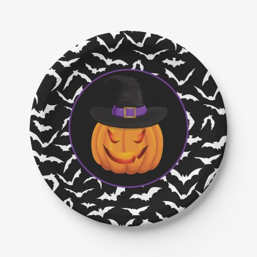 Halloween Pumpkin Hexe Pappteller (Vorderseite)