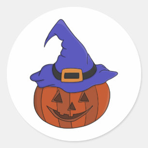 Halloween Pumpkin Hexe Runder Aufkleber