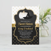 Halloween Pumpkin & Hexenhut 16 . Geburtstag Einladung (Stehend Vorderseite)