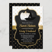 Halloween Pumpkin & Hexenhut 16 . Geburtstag Einladung (Vorne/Hinten)