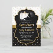 Halloween Pumpkin & Hexenhut 16 . Geburtstag Einladung (Stehend Vorderseite)