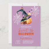 Halloween Pumpkin Hexenhut Ghosts Lila Sweet 16 Einladung (Vorderseite)