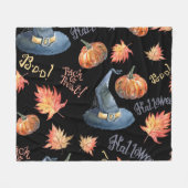 Halloween Pumpkin Hexenhutenmuster Fleecedecke (Vorderseite (Horizontal))