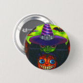 Halloween Pumpkin Hexenkopf Button (Vorne & Hinten)
