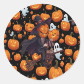 Halloween Pumpkin-Hexensticker Runder Aufkleber (Vorderseite)