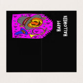 Halloween Pumpkin Horn Bat-Klassenaustauschkarte Visitenkarten (Außenseite Aufgefaltet)