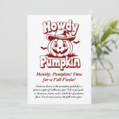 Halloween Pumpkin: Howdy Pumpkin Funny Einladung (Stehend Vorderseite)
