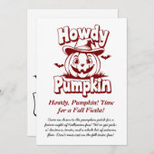 Halloween Pumpkin: Howdy Pumpkin Funny Einladung (Vorne/Hinten)