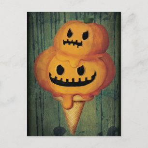 Halloween Pumpkin Ice Creme Cone Postkarte