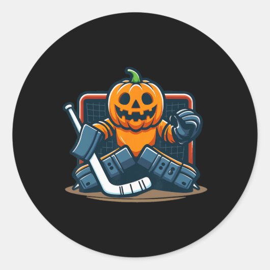 Halloween Pumpkin Ice Hockey Goalie Runder Aufkleber (Vorderseite)