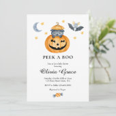 Halloween Pumpkin Jack-o-lantern Baby Shower Invit Einladung (Stehend Vorderseite)