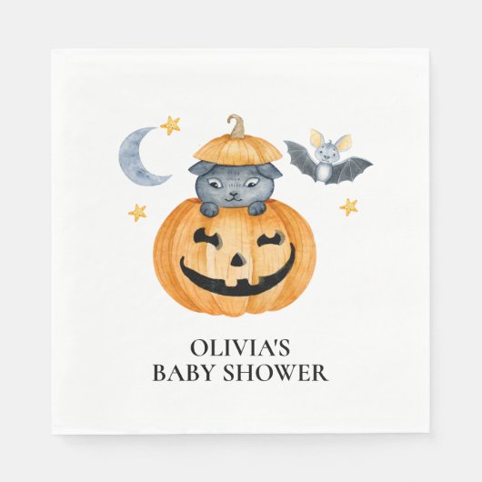 Halloween Pumpkin Jack-O-Lantern Baby Shower Napki Serviette (Vorderseite)