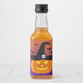 Halloween Pumpkin Jack o’ Lantern Hexenhut Alkoholflaschenetikett (Vorderseite)