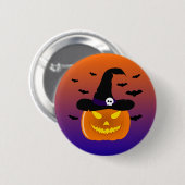 Halloween Pumpkin Jack o’ Lantern Hexenhut Button (Vorne & Hinten)