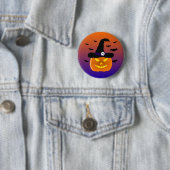 Halloween Pumpkin Jack o’ Lantern Hexenhut Button (Beispiel)