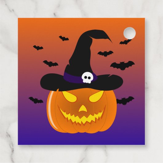 Halloween Pumpkin Jack o’ Lantern Hexenhut Geschenkanhänger (Rückseite)