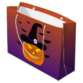 Halloween Pumpkin Jack o’ Lantern Hexenhut Große Geschenktüte (Rückseite Schrägansicht)