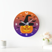Halloween Pumpkin Jack o’ Lantern Hexenhut Große Wanduhr (Zuhause)