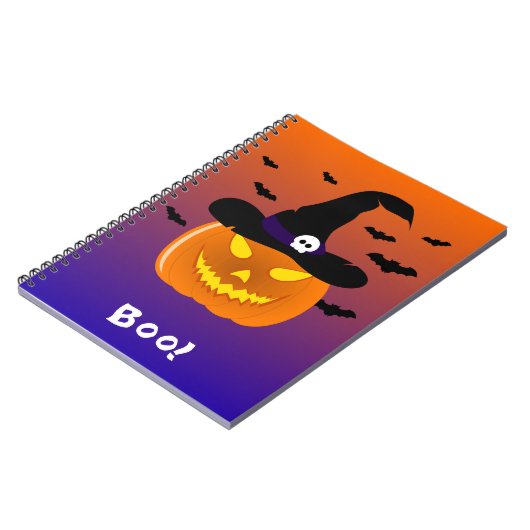 Halloween Pumpkin Jack o’ Lantern Hexenhut Notizblock (Linke Seite)