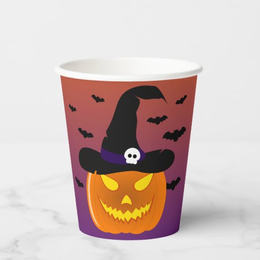 Halloween Pumpkin Jack o’ Lantern Hexenhut Pappbecher (Vorderseite)