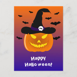 Halloween Pumpkin Jack o’ Lantern Hexenhut Postkarte