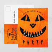 Halloween Pumpkin Jack O' Lantern Spooky Party Einladungspostkarte (Vorne/Hinten)