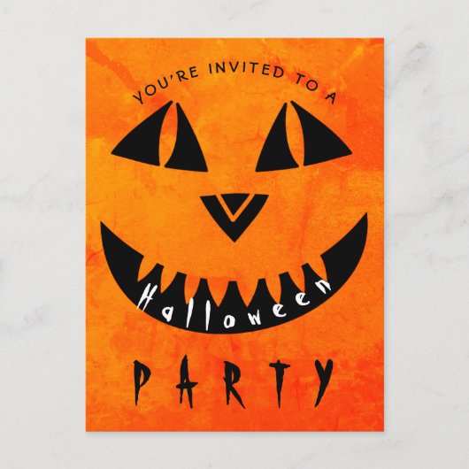 Halloween Pumpkin Jack O' Lantern Spooky Party Einladungspostkarte (Vorderseite)
