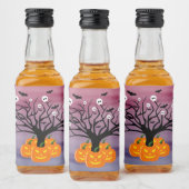 Halloween Pumpkin Jack o’ Lantern Totenbaum Alkoholflaschenetikett (Flaschen)