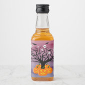 Halloween Pumpkin Jack o’ Lantern Totenbaum Alkoholflaschenetikett (Vorderseite)